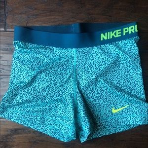 Turquoise Nike Pro Shorts